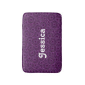 Tapis De Bain Nom personnalisé fleurs violettes sur noir (Devant (Vertical))