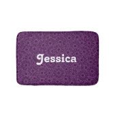 Tapis De Bain Nom personnalisé fleurs violettes sur noir (Devant)