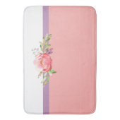 Tapis De Bain Nom personnalisé Floral rose (devant Vertical)