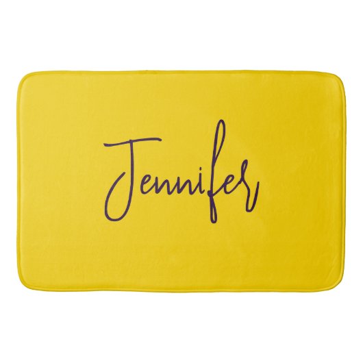 Tapis De Bain Nom personnalisé jaune de texte pourpre (Devant)