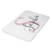 Tapis De Bain Nom personnalisé moderne Monogramme rose (Angle)