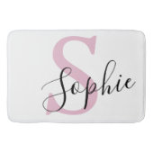 Tapis De Bain Nom personnalisé moderne Monogramme rose (Devant)