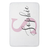 Tapis De Bain Nom personnalisé moderne Monogramme rose (devant Vertical)