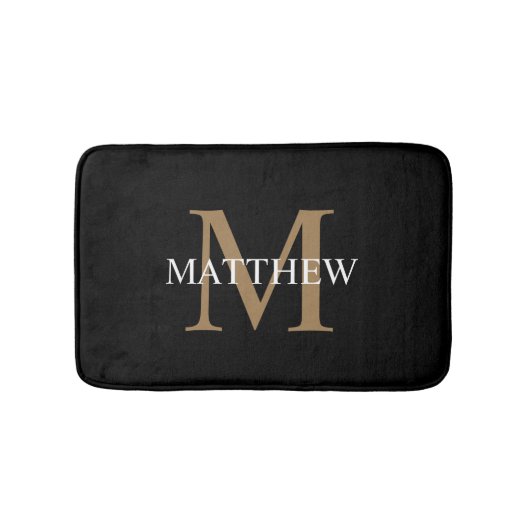 Tapis De Bain Nom personnalisé Monogramme noir (Devant)