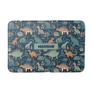 Tapis De Bain Nom personnalisé Motif Dinosaur