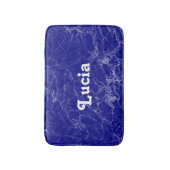 Tapis De Bain Nom personnalisé motif en marbre bleu (Devant (Vertical))