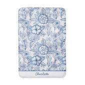 Tapis De Bain Nom personnalisé motif floral bleu transparent (Devant (Vertical))