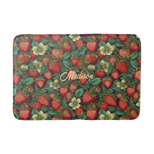 Tapis De Bain Nom personnalisé Motif fraise (Devant)