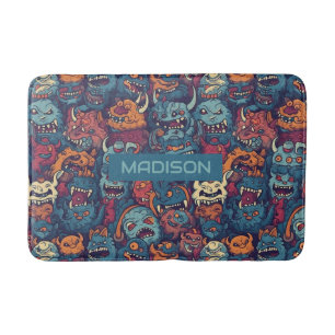Tapis De Bain Nom personnalisé Motif monstre pour enfants