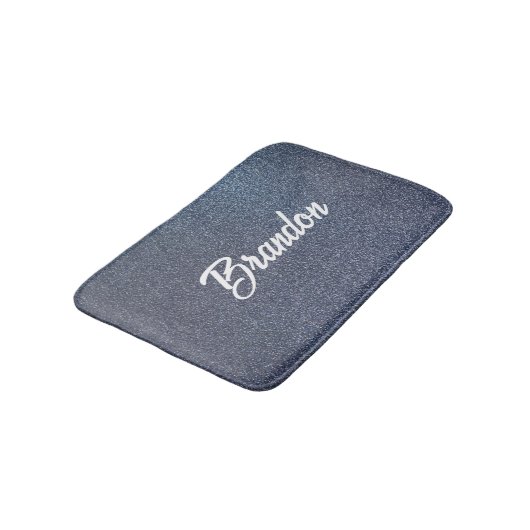 Tapis De Bain Nom personnalisé parties scintillant bleue (Angle)