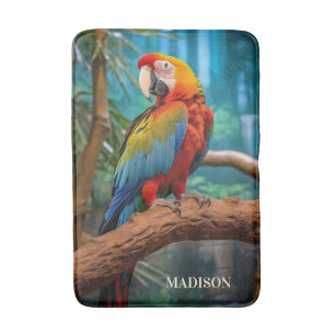 Tapis De Bain Nom personnalisé Perroquet coloré