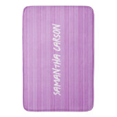 Tapis De Bain Nom personnalisé rayures roses textiles (devant Vertical)