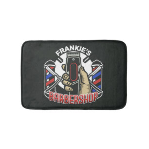 Tapis De Bain Nom personnalisé Retro Barber Shop Pole Barbersho