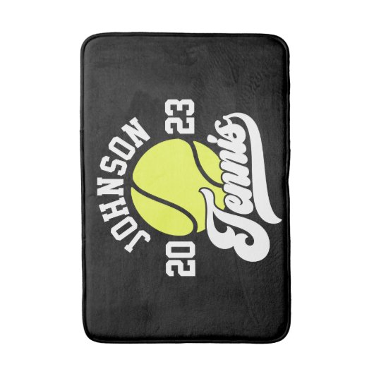 Tapis De Bain NOM Personnalisé Tennis Lecteur Racket Ball Court (Devant (Vertical))