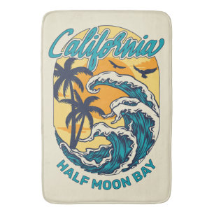 Tapis De Bain Nom personnalisé / Texte Californie Surf