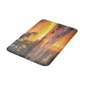 Tapis De Bain Nom personnalisé Tropical Beach Sunset (Angle)