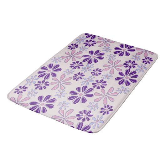 Tapis De Bain Nom Pink Indigo Doodle Fleur (Angle)