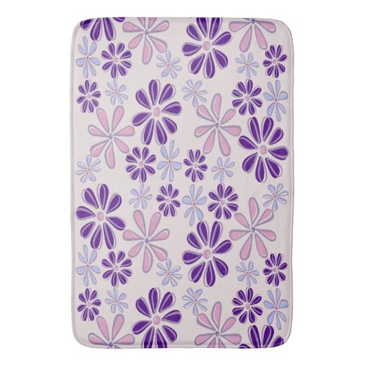 Tapis De Bain Nom Pink Indigo Doodle Fleur (devant Vertical)