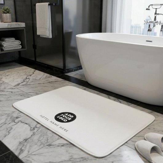 Tapis De Bain Nom simple de l'hôtel et du restaurant en blanc