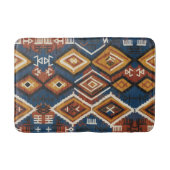 Tapis De Bain Nomade Indigo Terrien – Patchwork Tribal Artisanal (Devant)