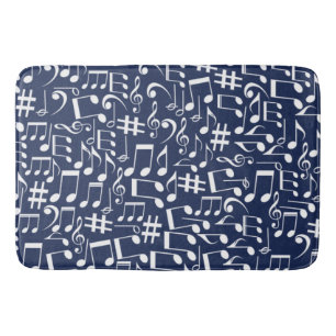 Tapis De Bain Notes de musique blanches dansant Musiciens Amoure