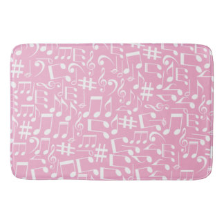 Tapis De Bain Notes de musique blanches dansantes Amoureux de mu
