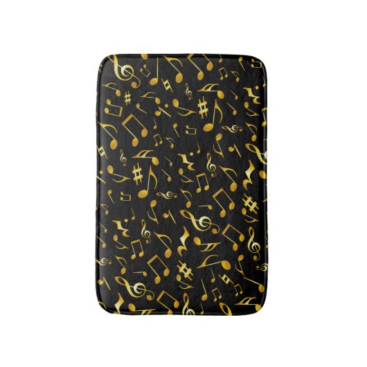 Tapis De Bain Notes de musique classique et simple sur Black (Devant (Vertical))