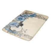 Tapis De Bain Notes de musique de guitare bleue Fleurs (Angle)
