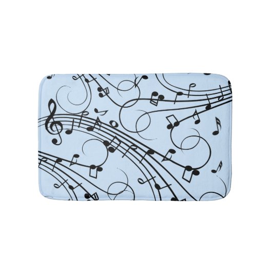 Tapis De Bain Notes de musique fantaisie Bleu (Devant)