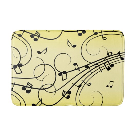 Tapis De Bain Notes de musique fantaisie jaune (Devant)