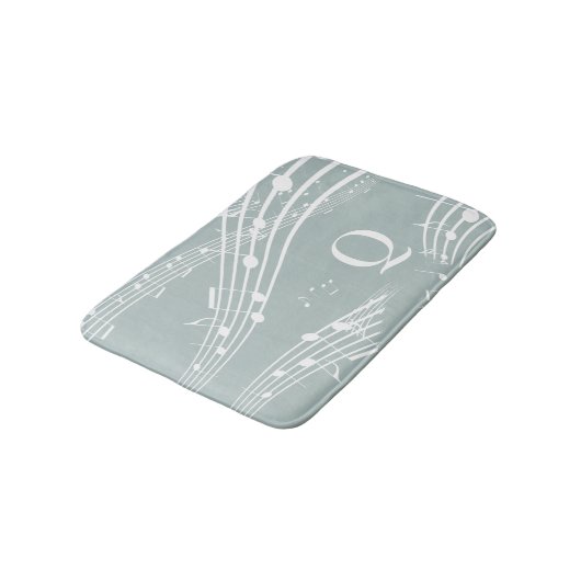 Tapis De Bain Notes musicales Blue Grey Monogramme (Angle)