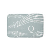 Tapis De Bain Notes musicales Blue Grey Monogramme (Devant)