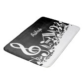 Tapis De Bain Notes musicales brouillées blanches personnalisées (Angle)
