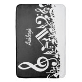 Tapis De Bain Notes musicales brouillées blanches personnalisées (devant Vertical)