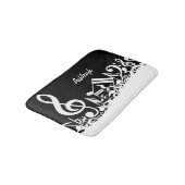Tapis De Bain Notes musicales brouillées blanches personnalisées (Angle)