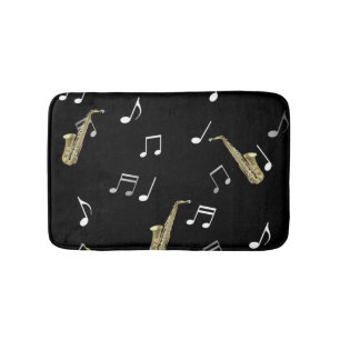 Tapis De Bain Notes musicales et saxophones Jazzy