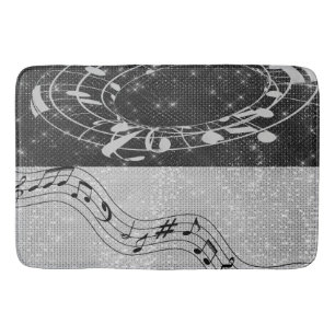 Tapis De Bain Notes musicales modernes en noir et blanc