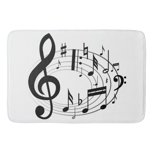 Tapis De Bain Notes musicales noires en forme ovale (Devant)
