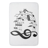 Tapis De Bain Notes musicales noires en forme ovale (devant Vertical)