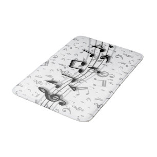 Tapis De Bain Notes musicales noires et grises