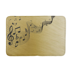 Tapis De Bain Notes musicales Or brossé