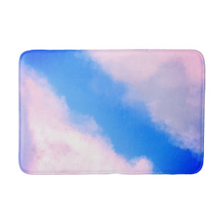 Tapis De Bain Nuages - Bleu avec nuages Pinkish Mat