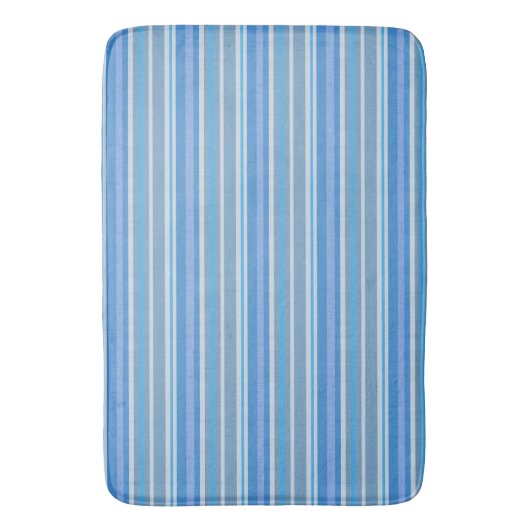 Tapis De Bain Nuances de bleu rayé (devant Vertical)