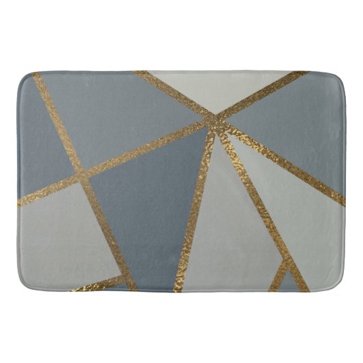 Tapis De Bain Nuances de gris et bronze doré Géométrique Chic Ba (Devant)