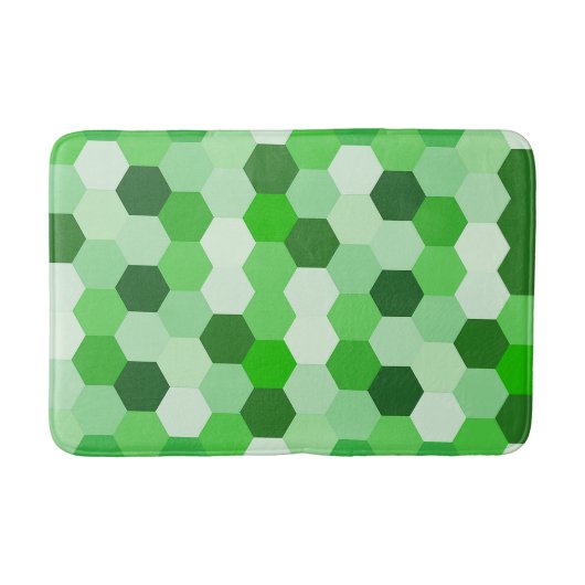 Tapis De Bain Nuances de vert blanc Hexagon géométrique (Devant)