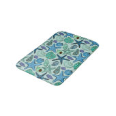 Tapis De Bain Nuances des coquillages et du motif bleus (Angle)