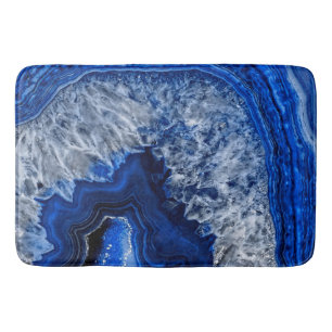 Tapis De Bain Nuit Bleu Indigo Agate Minéral Quartz Gemstone