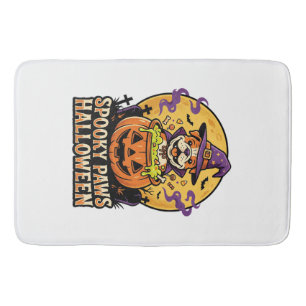 Tapis De Bain Nuit de citrouille bouledogue Halloween