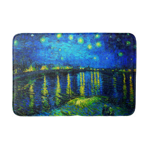 Tapis De Bain Nuit étoilée sur le Rhône par Vincent Van Gogh