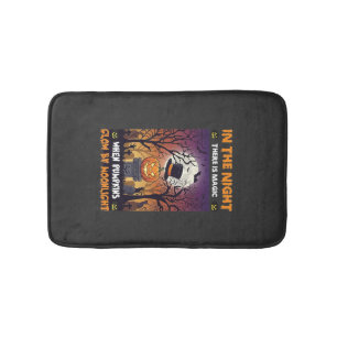 Tapis De Bain Nuit Halloween Citrouille Haut de Forme Lune Cimet